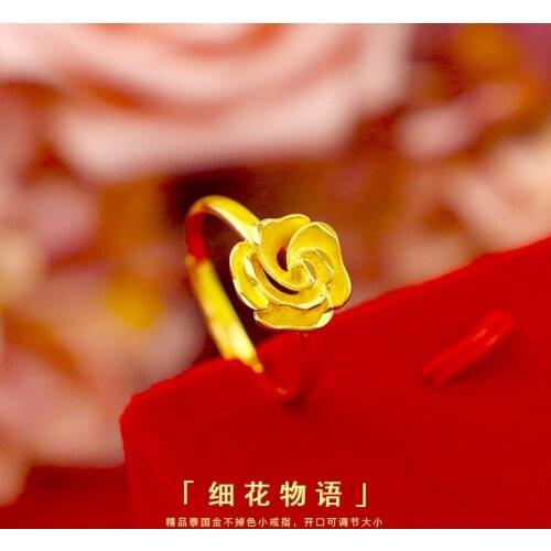 FASHION CLASSIC 18K GOLD RING FOR WOMEN WEDDING ENGAGEMENT JEWELRY DELICATE LITTLE FLOWER BRIDE FINGER RING BIRTHDAY GIFT FEMALE