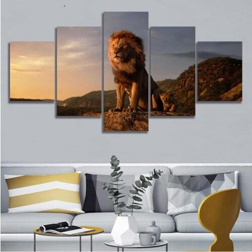 Lion King Mountain 5D Full Square Diamond Painting 5Panel Pattern Embroidery Round Mosaic Cross Stitch Kits Fast DeliveryZP-4074