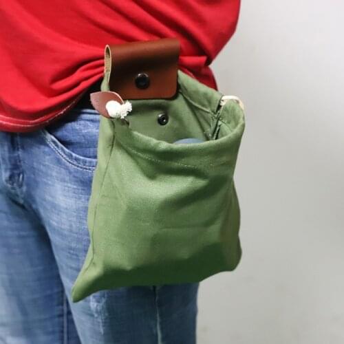 Leather Canvas Pouch Multifunctional Outdoor Foraging Bag Jungle Fruit Picking Storage Bags for Hiking Camping Tool
