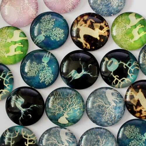 20mm Mixed Style Christmas Deer Round Glass Cabochon Dome Jewelry Finding Cameo Pendant Settings 20pcs/lot (K02315)
