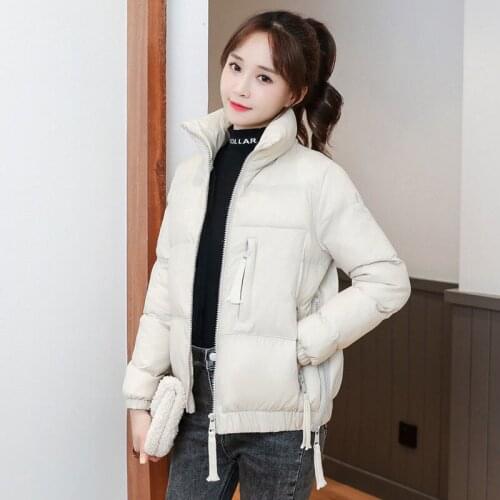 New Winter Women Cotton Padded Jacket Casual Stand Neck Zipper Patchwork Pocket Warm Thick Padded Coat Female Loose Solid Parkas