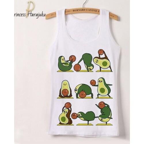 Summer Style Kawaii Avocado Graphic Women Tank Top Casual Sexy Sleeveless Elegant Lady Bottoming Tees Streetwear White Tanks