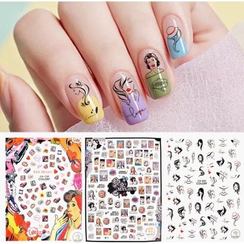 Newest CA-303-306 lily Cartoon characters 3d nail art sticker nail decal stamping export japan designs rhinestones decorations