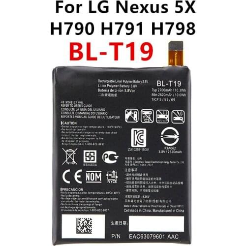 Original BL-T19 2700mAh Replacement Battery For LG Nexus 5X H790 BLT19 H791 H798 T19 BLT19 Mobile phone Batteries