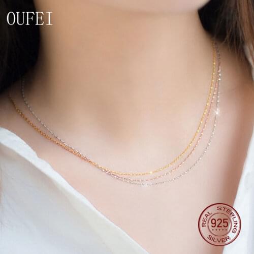 Chain Necklace 925 Sterling Silver Fashion Simple Women Necklac Shiny Fine Workmanship Clavicle Chain 2021 Trend Fine Jewelry