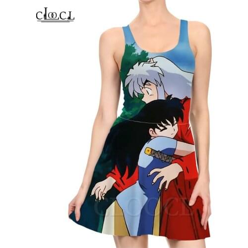 CLOOCL Anime Inuyasha Ladies 3D Print Fashion Harajuku Women Gown Logo Girl Clothing Sleeveless 2021 New Summer Dress