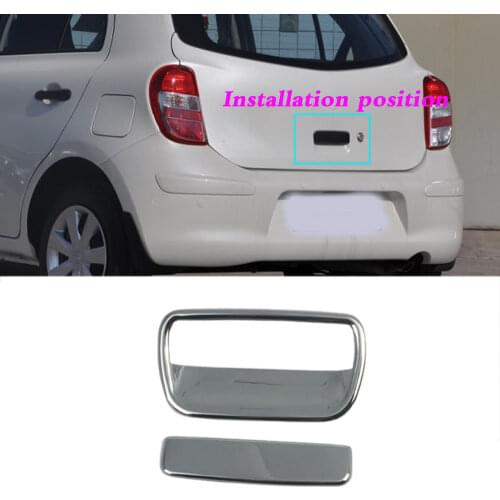 For Nissan March 2011 2012 2013 2014 2015 2016 2017 Car Cover Trim ABS Chrome Trunk Handle Rear Back Bowl Cover Part Hoods 2pcs