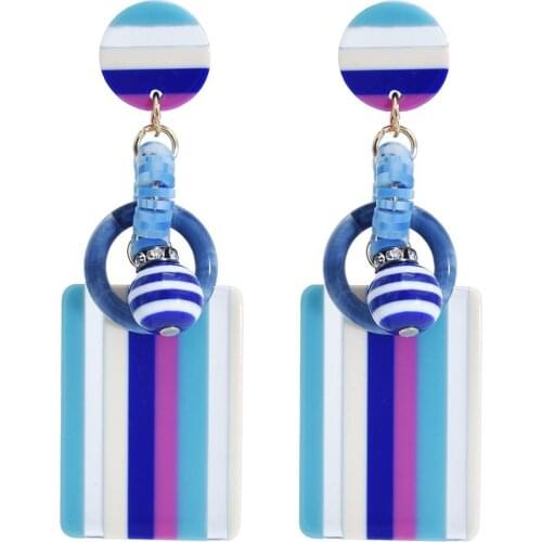 Korea Trendy earrings female long temperament wind big square decoration face was thin European and American personality earring