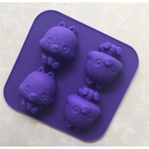 4-Piece Squirrel Silicone Cake Mold Handmade Soap Mold Xg093