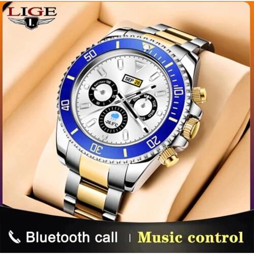 LIGE New Smart Watch Men Bluetooth Call Custom Dial IP68 Waterproof Smartwatch Women For Android IOS Sport Fitness Tracker Watch