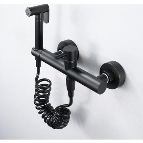 HIDEEP Matte Black Bidet Shower Hot and Cold Water Toilet Kit Bidet Faucet for Bathroom Shower Head Self Cleaning Hand Sprayer