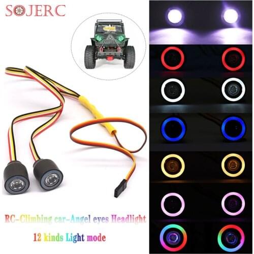 SOJERC LED Headlight 1/10 RC Remote control car Climbing car Big feet Car New LED Night 19mm Headlamps Headlights 12 light modes