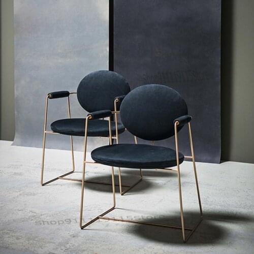 Light Luxury Postmodern Dining Chair Family Hotel Stool Desk Designer Armrest Stainless Steel Back Chair