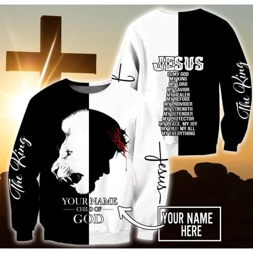 Christian Jesus Mens Hoodie Custom Name 3D All Over Printed Unisex Sweatshirt For women Autumn Casual Pullover Zipper Streetwear