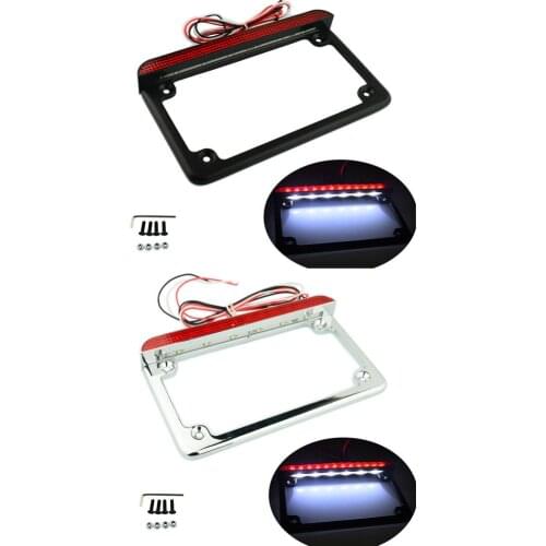 Universal 6" LED License Plate Frame With LED Tail Brake Light Motorcycle License Plate Frames For Harley Davidson Honda Yamaha