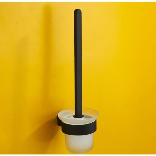 Vidric jet black minimalist modern small bathroom toilet brush holder bathroom suite Bathroom Accessories