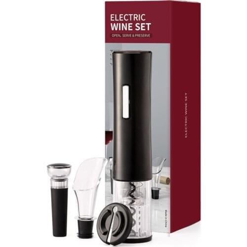 WHDZ Electric Wine Bottle Openers Set -- Automatic Corkscrew Opener Cordless Puller Combo with Foil Cutter Vacuum Stopper