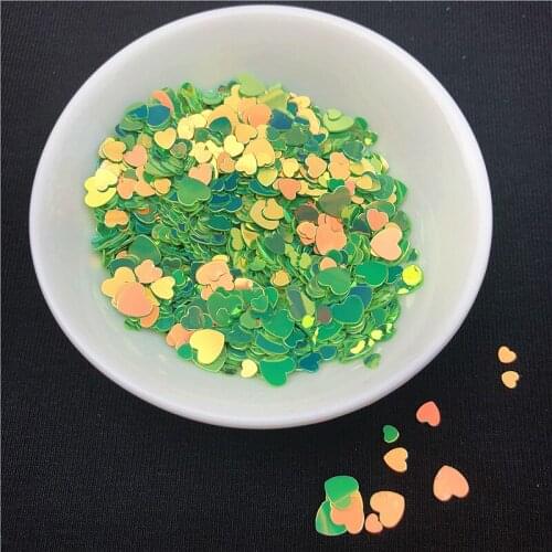 10g/Pack Green Color Glitter Nail Sequins Paillettes Multi Size 3mm 4mm 6mm Heart Shape Loose Sequin For Nail art,Girl Gift