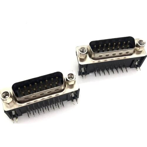 10Pcs DR15 pin Male Bending Pin 90DEG connector DR15 serial port DB15M adapter