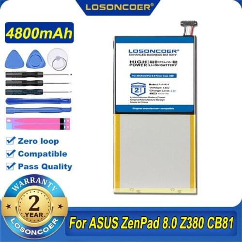 100% Original LOSONCOER 4800mAh C11P1414 Battery for ASUS ZenPad 8.0 Power Case Z380 CB81 Series
