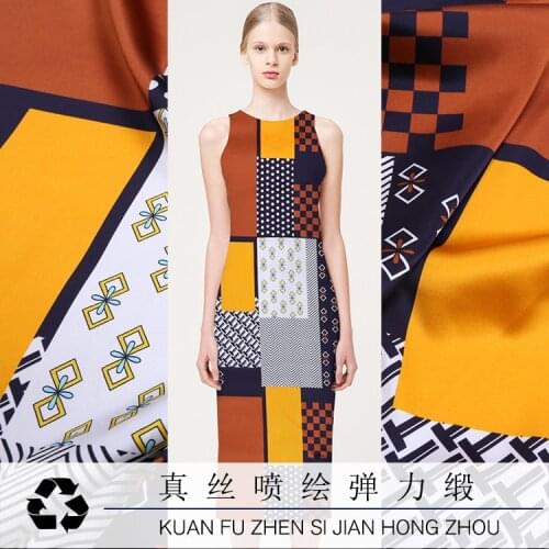 140CM * 50CM Thickness of 19 M / M Summer Digital Printing Real Silk Spandex Silk Satin Fabric Clothing Fashion Cheongsam Fabric