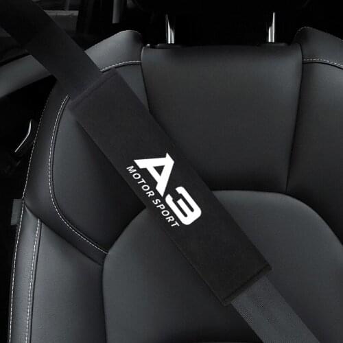 2pcs Auto Shoulder Pads Cover Case for Audi A3 A4 Q3 Q5 Q7 S8 TT Car Emblem Accessories Car Seat Belt Cover