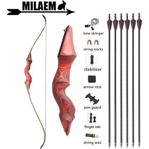 60Inch Archery Recurve Bow And Arrow Set 30-60lbs Takedown Hunting Bow With 6pcs Fiberglass Arrows Target Shooting Accessories