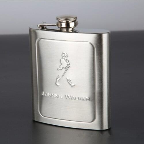 7oz Pocket Whisky Embossing Imprint liquor Flagon Chrome Polished 304 Stainless Steel Glossy Face Alcohol Vodka Jip Flask