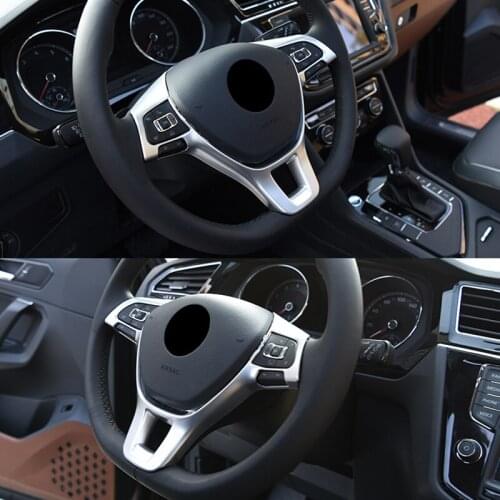Abaiwai Car Styling For Volkswagen T-ROC VW TROC 2017 2018 2019 ABS Matte Interior Steering Wheel Button Cover Decoration Trim