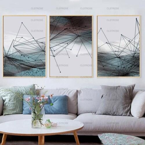 Abstract Painting Blue Line Poster Decoration Wall Art Deco Art Home Decoration Canvas Painting Living Room Bedroom Frameless