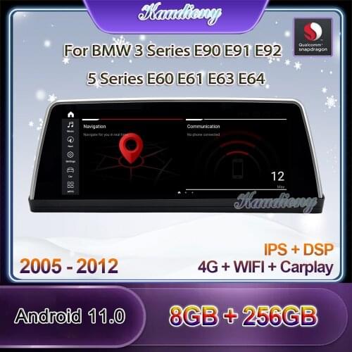 Kaudiony Android 11 Car Radio For BMW 3 Series E90 E91 E92 5 Series E60 E61 E63 E64 Car DVD Player Auto GPS Navigation 2005-2012