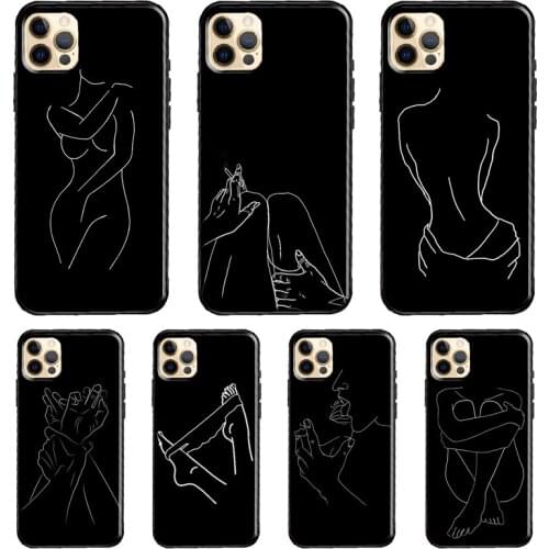 Art Simple Kiss Rose Sex Girl Body Case For iPhone 12 Pro Max mini XR X XS 7 8 Plus SE 2020 11 Pro Max Back Cover Shell