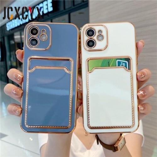 Plating Shockproof Card Slot Silicone Phone Case For iPhone 12 11 Pro Max X XR Xs 7 8 plus SE 2020 Lens Protection Back Cover