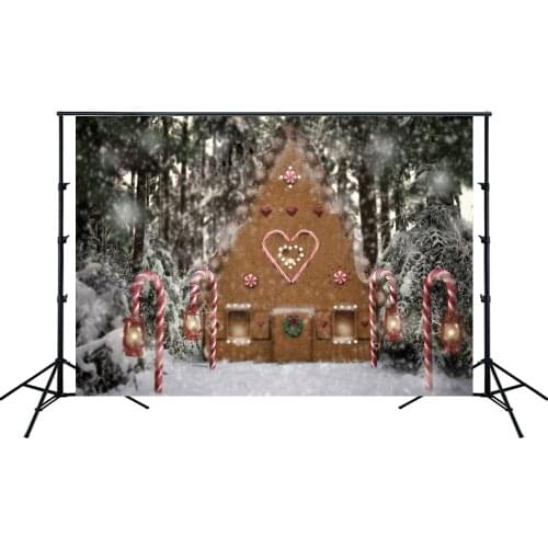 Christmas Backdrop Tree Noel Party Photography Backdrop Winter candy cane House Rural Background Family Kids Photo Studio Prop