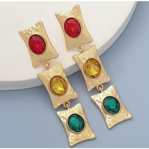 GSOLD Multilayer Square Geometric Metal Acrylic Long Drop Earring For Women Fashion Popular Exaggerated Earring Party Jewelry