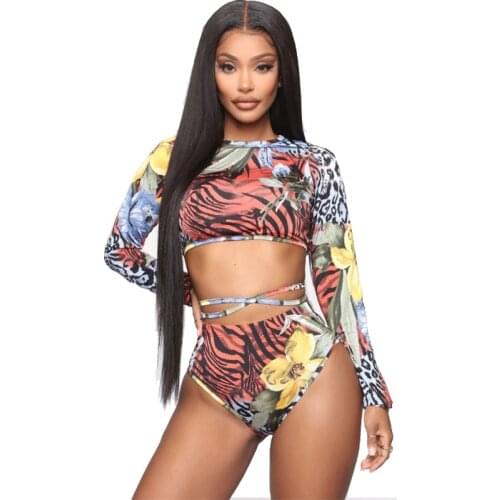 Swimsuit With High Panties 2021 Two-piece Long-sleeved Bathing Suit Swimwear Halter Conservative Tummy Control Swim Suits