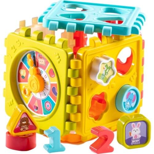 Montessori Number and Shape Blocks Cube Early Sensory Toys for 1-2 Years Old