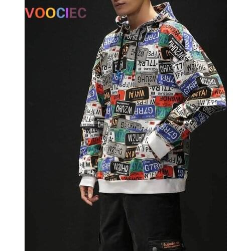 VOOCIEC Japanese Streetwear Sweatshirt Male Hip Hop Harajuku Sweatshirts Anime Hoodie Men Mens Hoodies Full Print Oversized