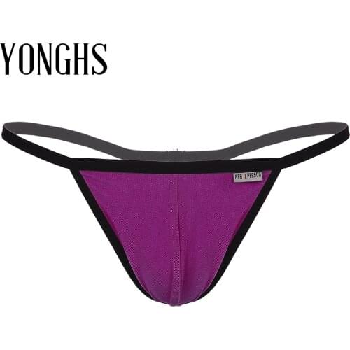 Mens Breathable Bulge Pouch T-back Underwear Erotic Lingerie Panties Elastic Waistband G-string Thong Briefs Low Rise Underpants