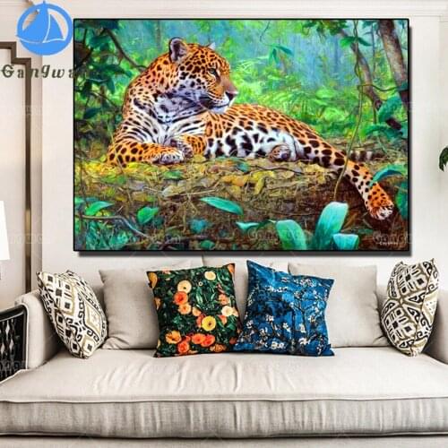 Diamond Painting Kit leopard painting Diamond Embroidery wild animal Full Square round Beaded DIY Rhinestone Art Decor For Home