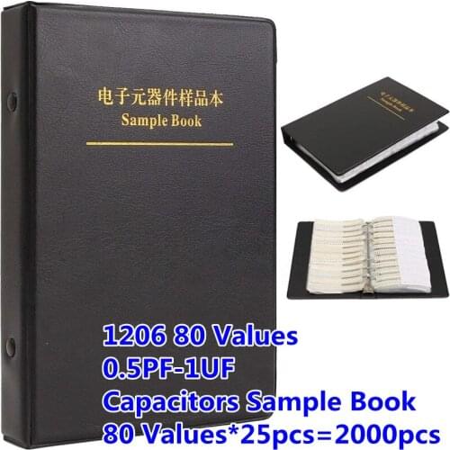 2000pcs/Lot SMD 1206 Capacitor Kit 0.5pF~1UF Capacitor Sample Book 1pF 2.7pF 10pF 100pF 1nF 10nF 100nF