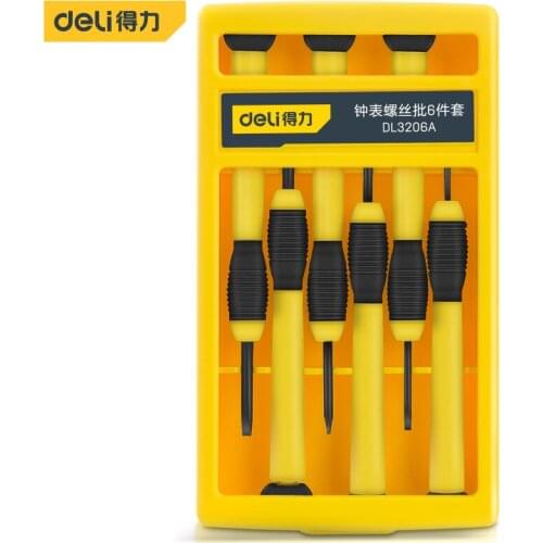 Deli 6Pcs Screwdriver Kit Precision Screwdriver Set Phillips Slotted Screwdriver for Phone Watch Repair Electronic Parts Tool