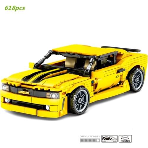 High-tech Camaros Sports Racing Car Building Blocks Kit Bricks Pull Back Supercar Classic Model Toys For Children Boys Gifts