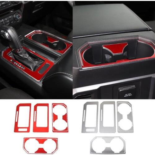 NHAUTP 12Pcs/Set Aluminum Alloy Car Decoration For Ford F150 2016-2020 Gear Shift Panel Water Cup Holder Panel Trim Cover