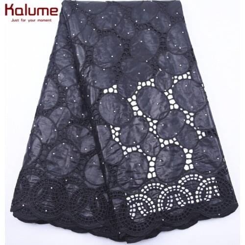 Kalume Latest Nierian Bazin Riche Cotton Lace Fabric Embroidery African Bazin Riche Lace Fabric With Stones For Party Dress 1940