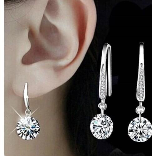New Korean Version Of The Stylish New Luxury Imitation Zircon , Color Crystal Earrings Wholesale Women
