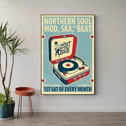 W512 Silk Fabric Poster Wall Art Decor NORTHERN SOUL MOD,SKA,BEAR Classic Movie Trend Fashion Decoration Bright Gift