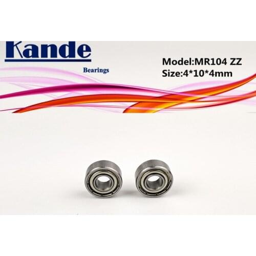 Kande Bearings 10pcs MR104ZZ 4x10x4 MR104 Miniature Ball Bearing MR104 ZZ 4*10*4