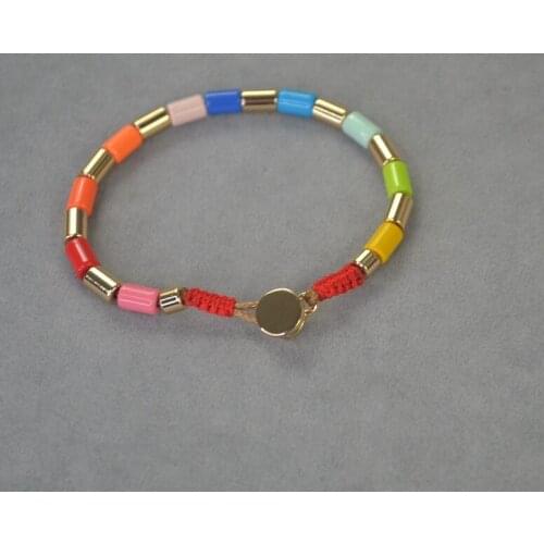 Bohemian style mix and match enamel rainbow color candy Bracelet street shooting