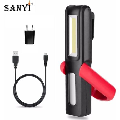 2 Mode Inspection Lamp COB LED USB Rechargeable Magnetic Folding Hook Tent Camping Torch Flashlight Work Lights Built-in Battery